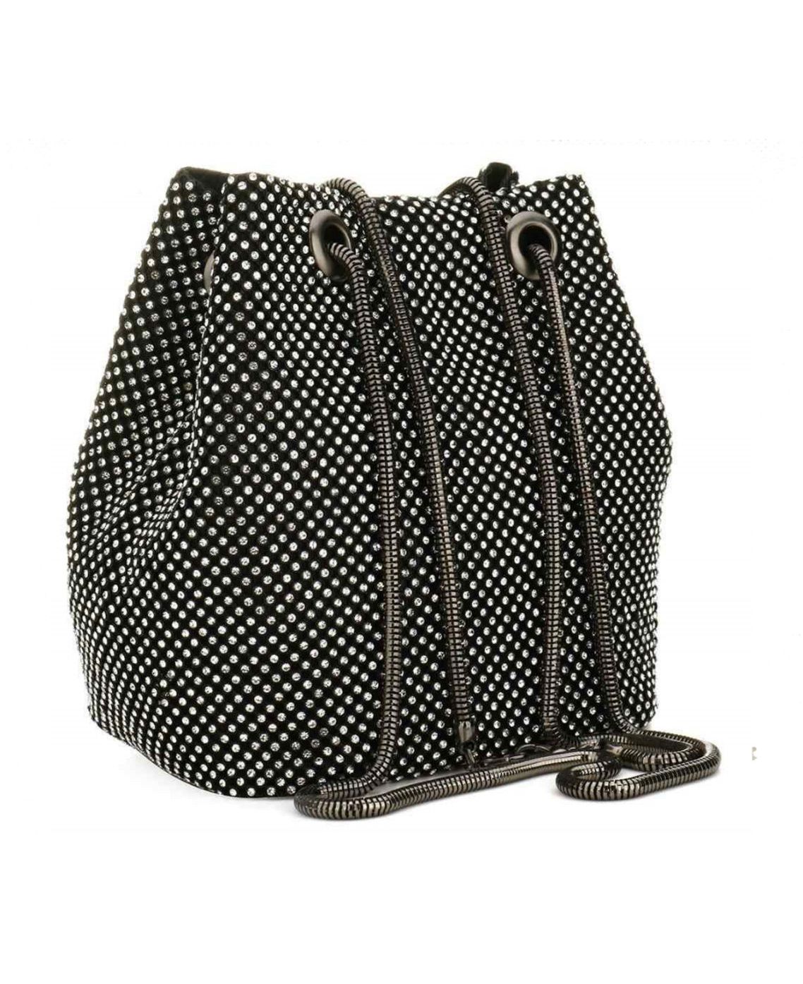 JFY Bucket Shape All Around Diamante Clutch Bag