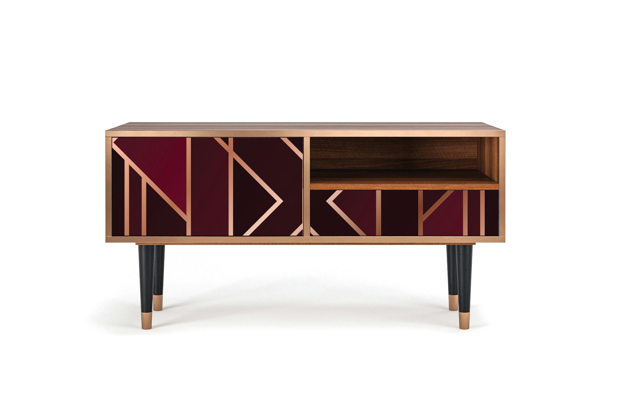 BURGUNDY JEWELERY - Meuble TV  bordeaux 1 tiroir et 1 porte L 115 cm