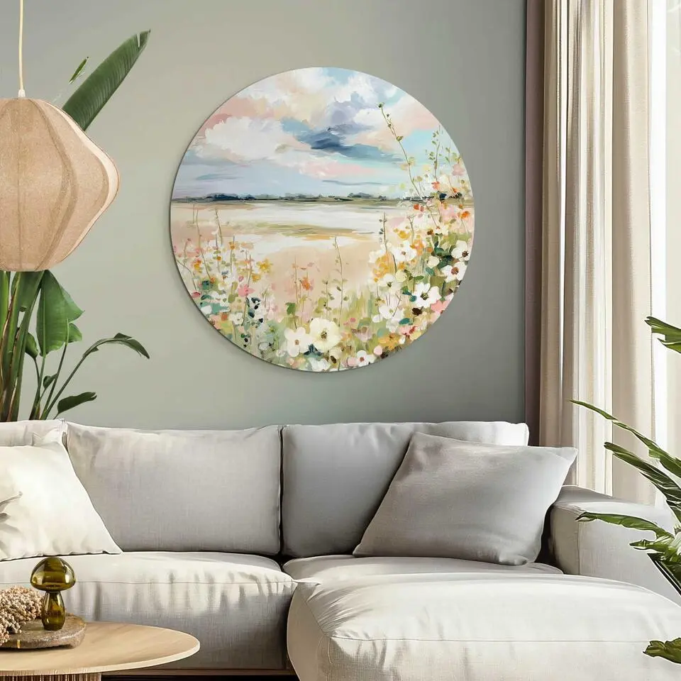 Glasschilderij Lente horizon - &Oslash; 70 - Beige