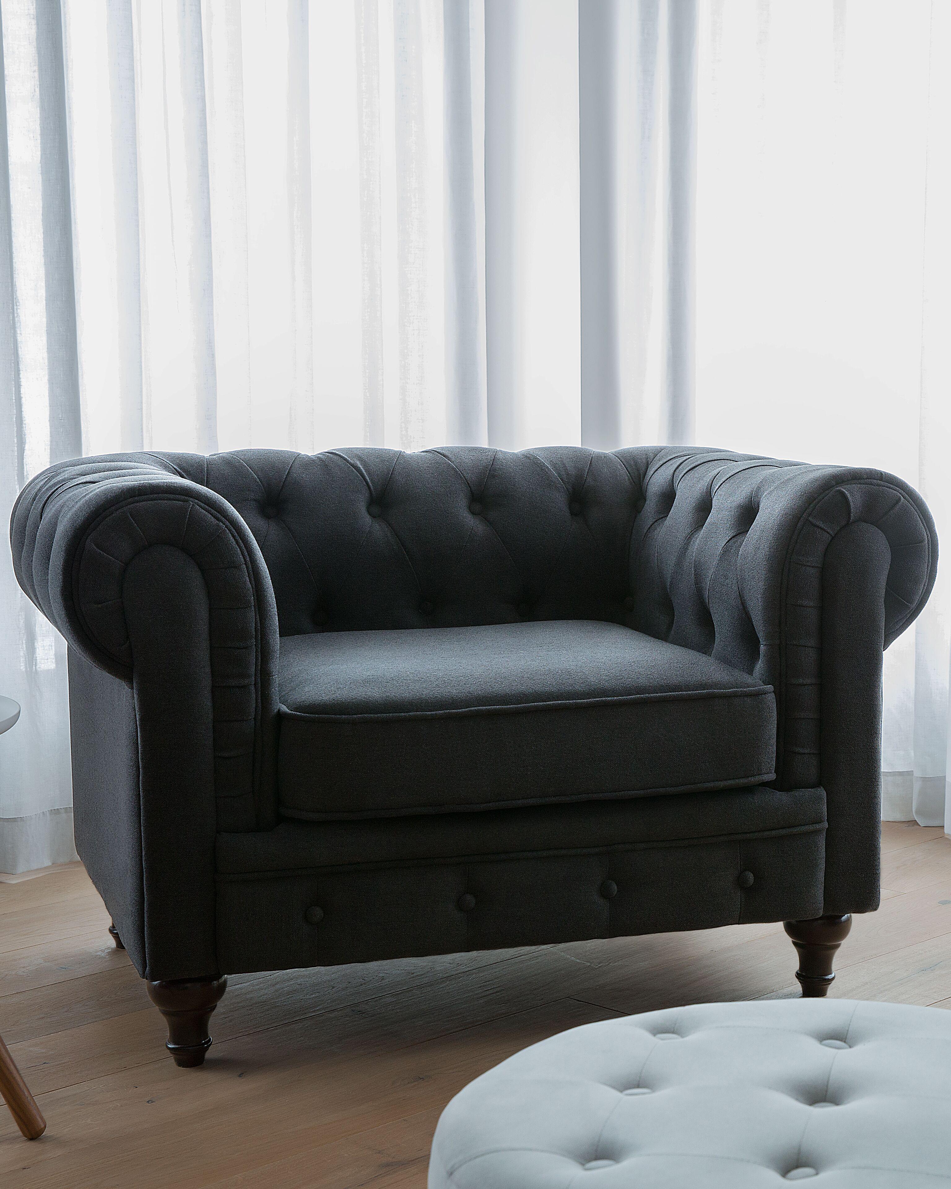 Armchair CHESTERFIELD Fabric Graphite Grey