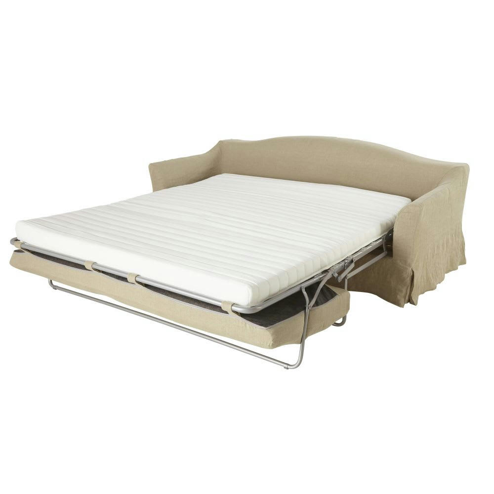 Anaelle - Canapé convertible 4 places en lin lavé