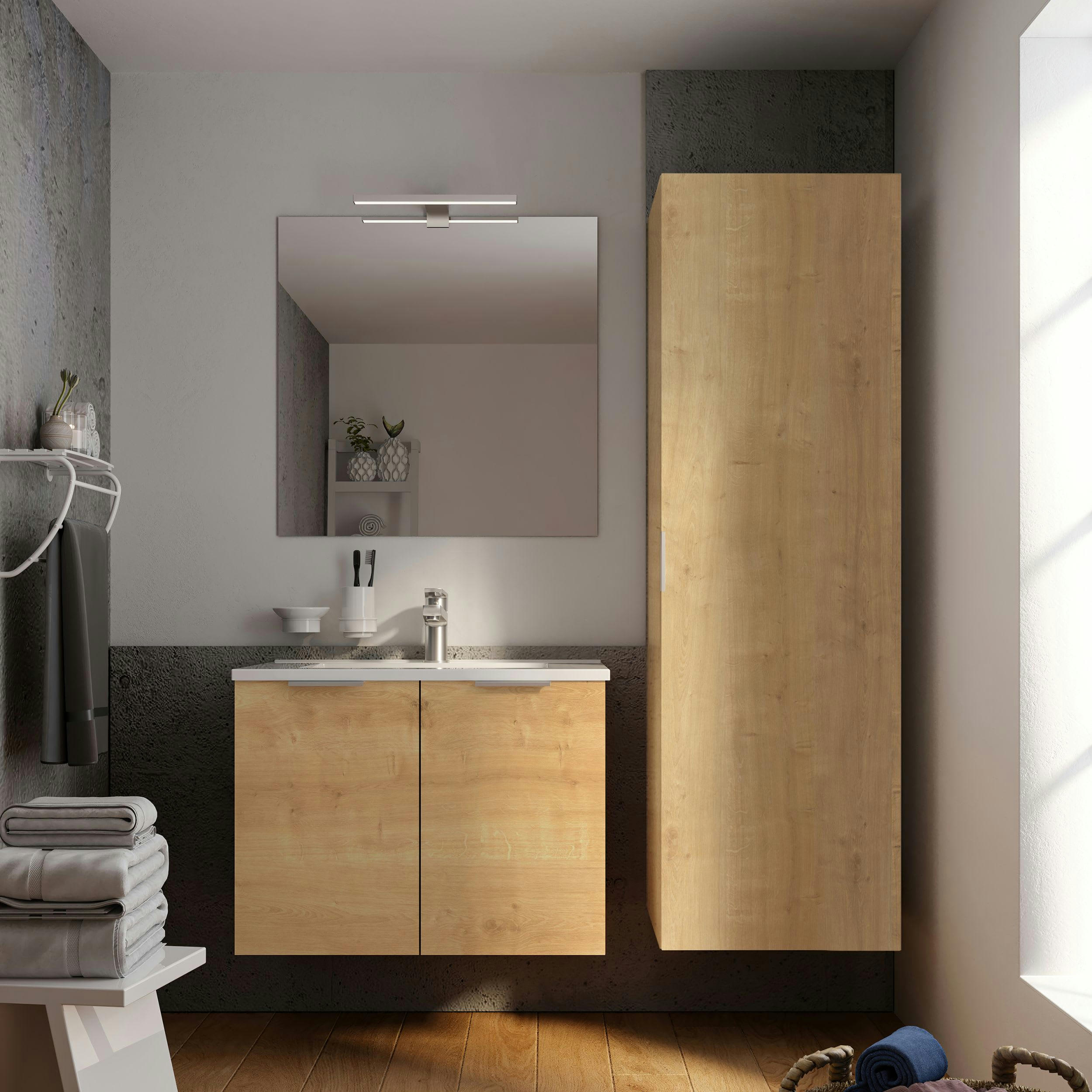 EURO PACK - Meuble sous-vasque à suspendre 60cm Chêne Arlington PPSM Tiroirs