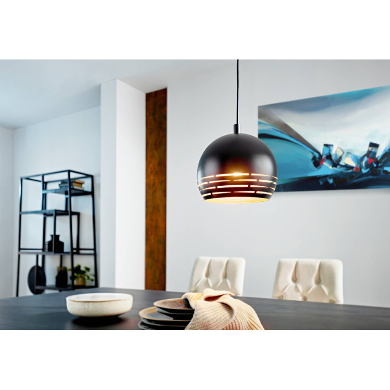 Suspension Camastra noire et or E27 40 W EGLO