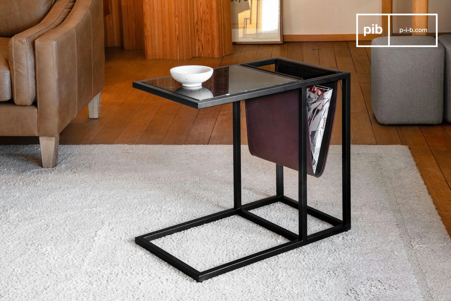NOORA - Table porte-revues en marbre noir