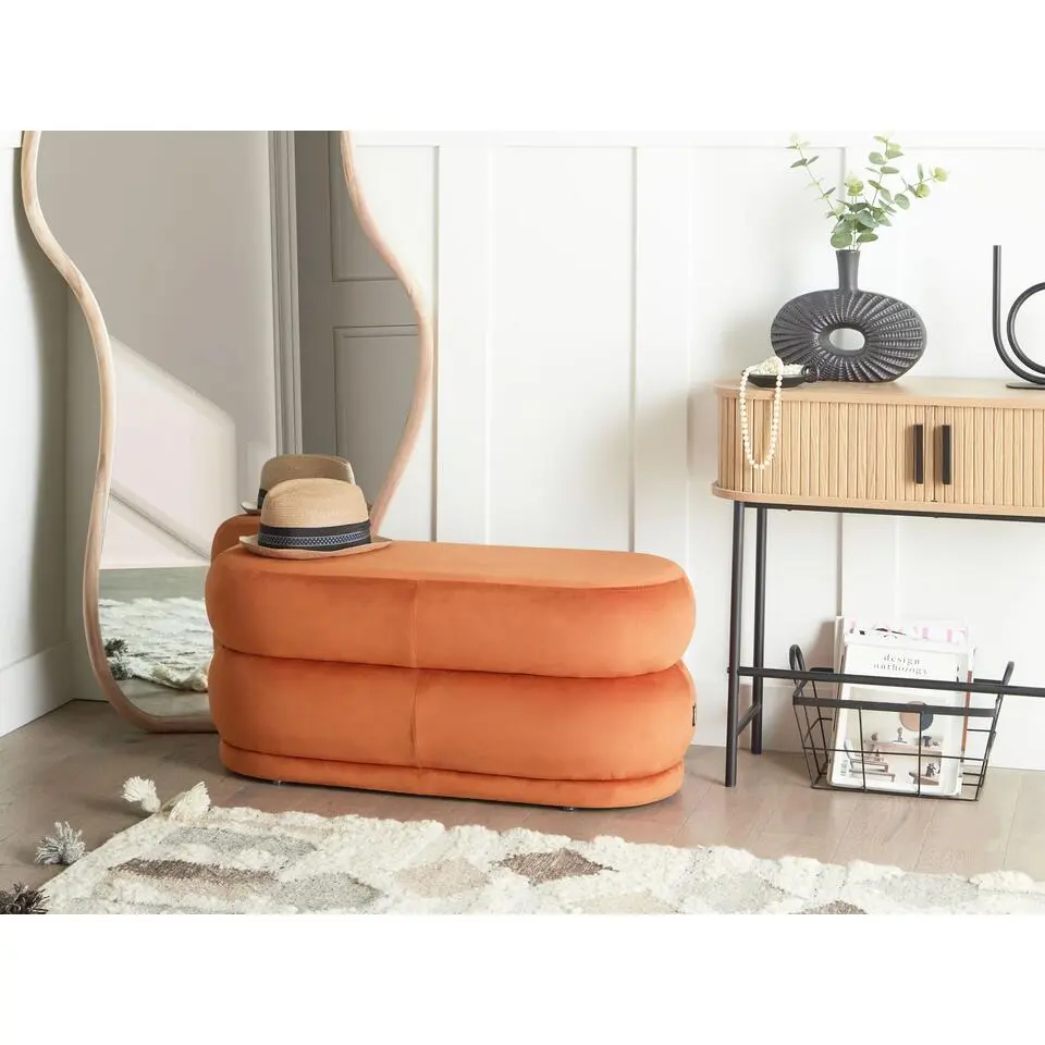 ELLENDALE - Bankje - Oranje - Fluweel