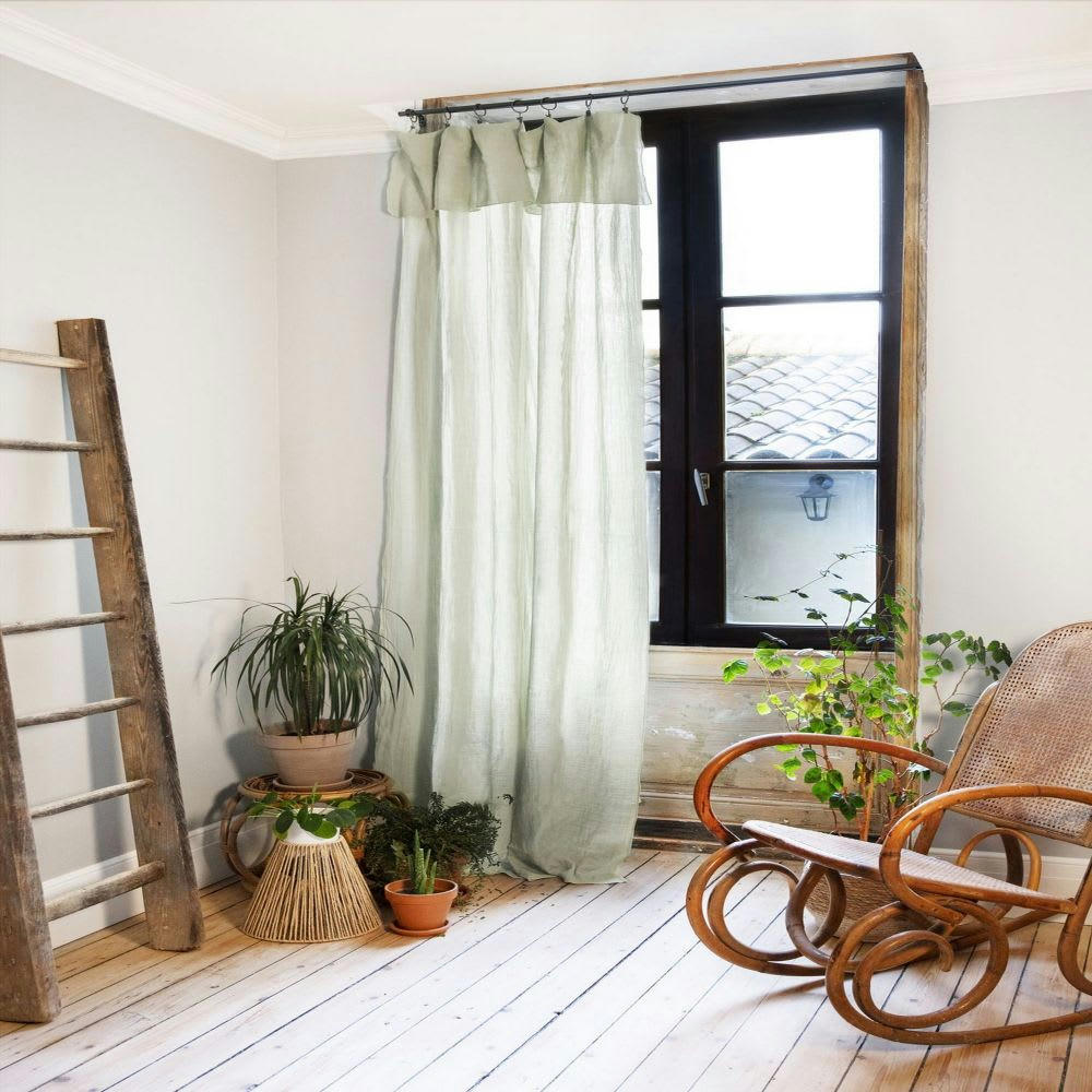 - Rideau ajustable gaze de coton vert 140x300 cm