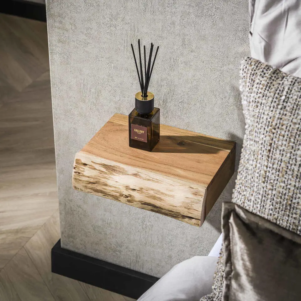 Zwevend Nachtkastje Tree XS Set van 2 Acaciahout Naturel 1 Lade