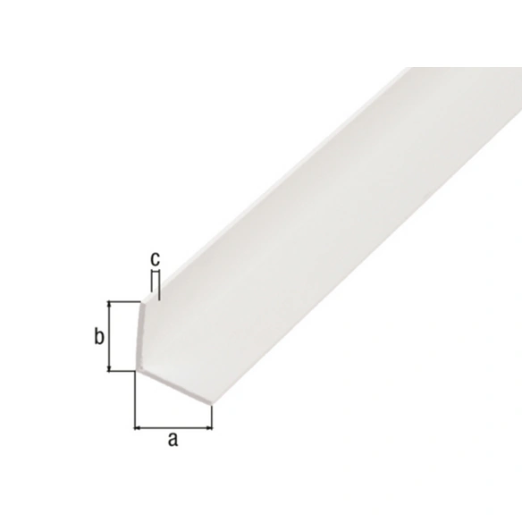 Winkelprofil, Kunststoff, weiß, gleichschenklig, LxBxH: 200x6x6 cm