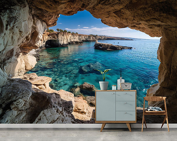Papier Peint Panoramique Intissé 3D Grotte Brun - 400x280 cm - Papier Peint Chambre et salon