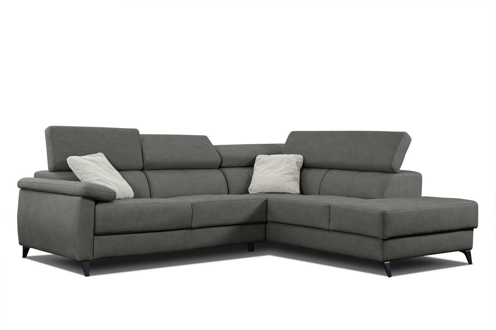 TAUNUS - Canapé d'angle droit 5 places gris foncé