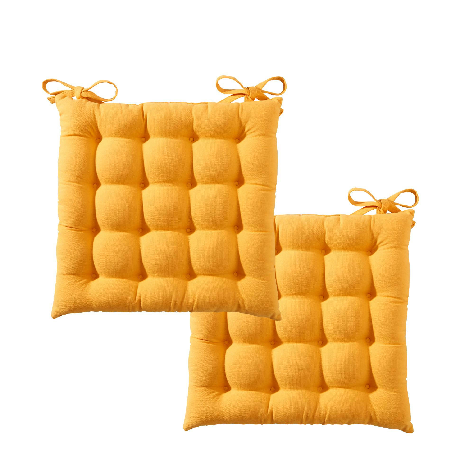 SEIZE - Lot de 2 galettes 40x40 jaune en coton