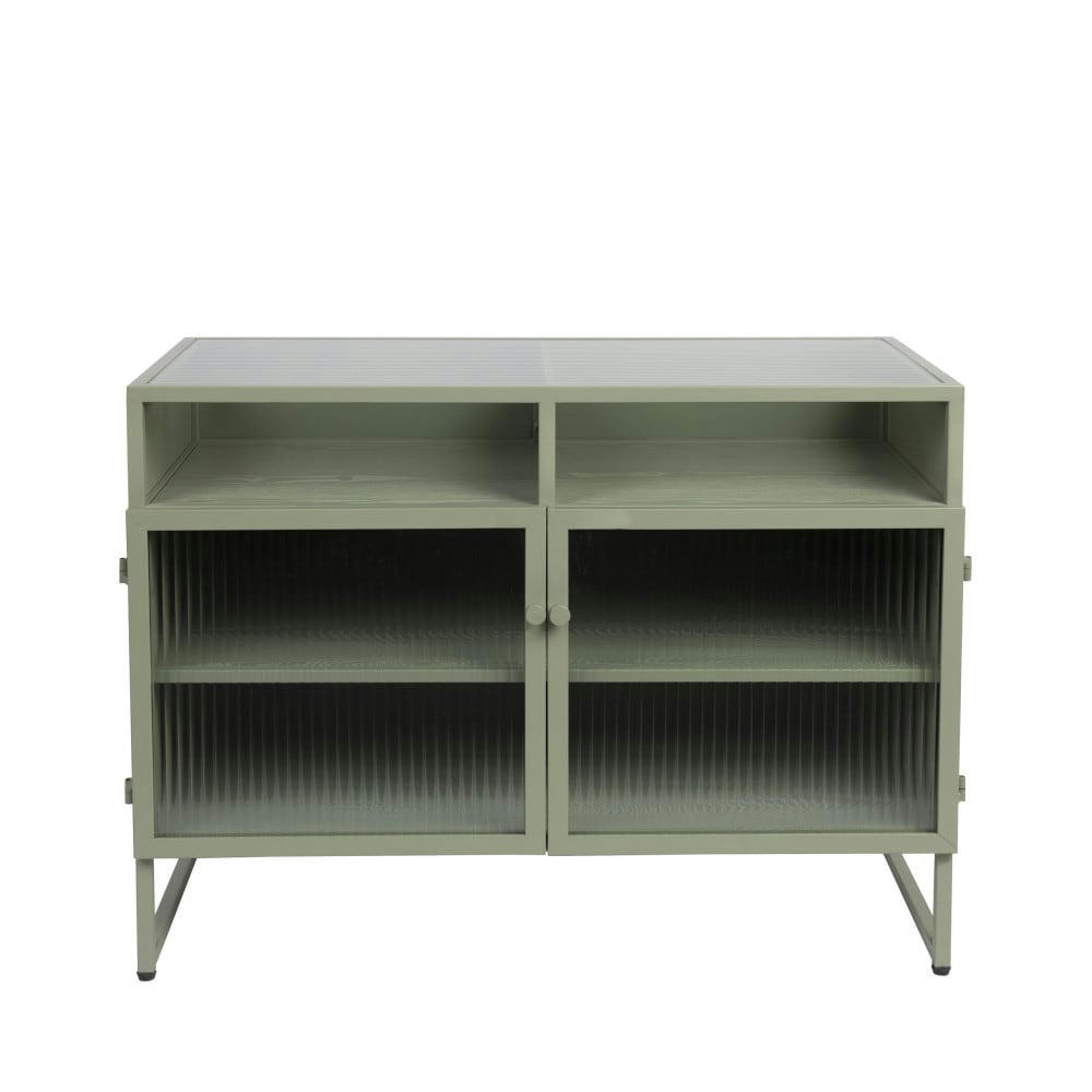 HERBE - Buffet bas aux portes vitrées en métal L38cm vert amande