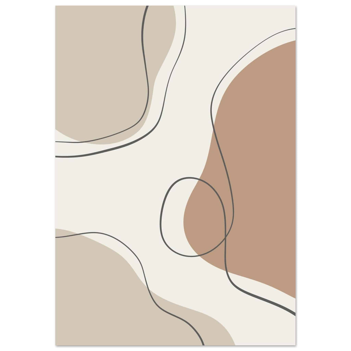 Artfulprints Poster Boho – Earth lines  - A4 21x29.7 cm - Grijs