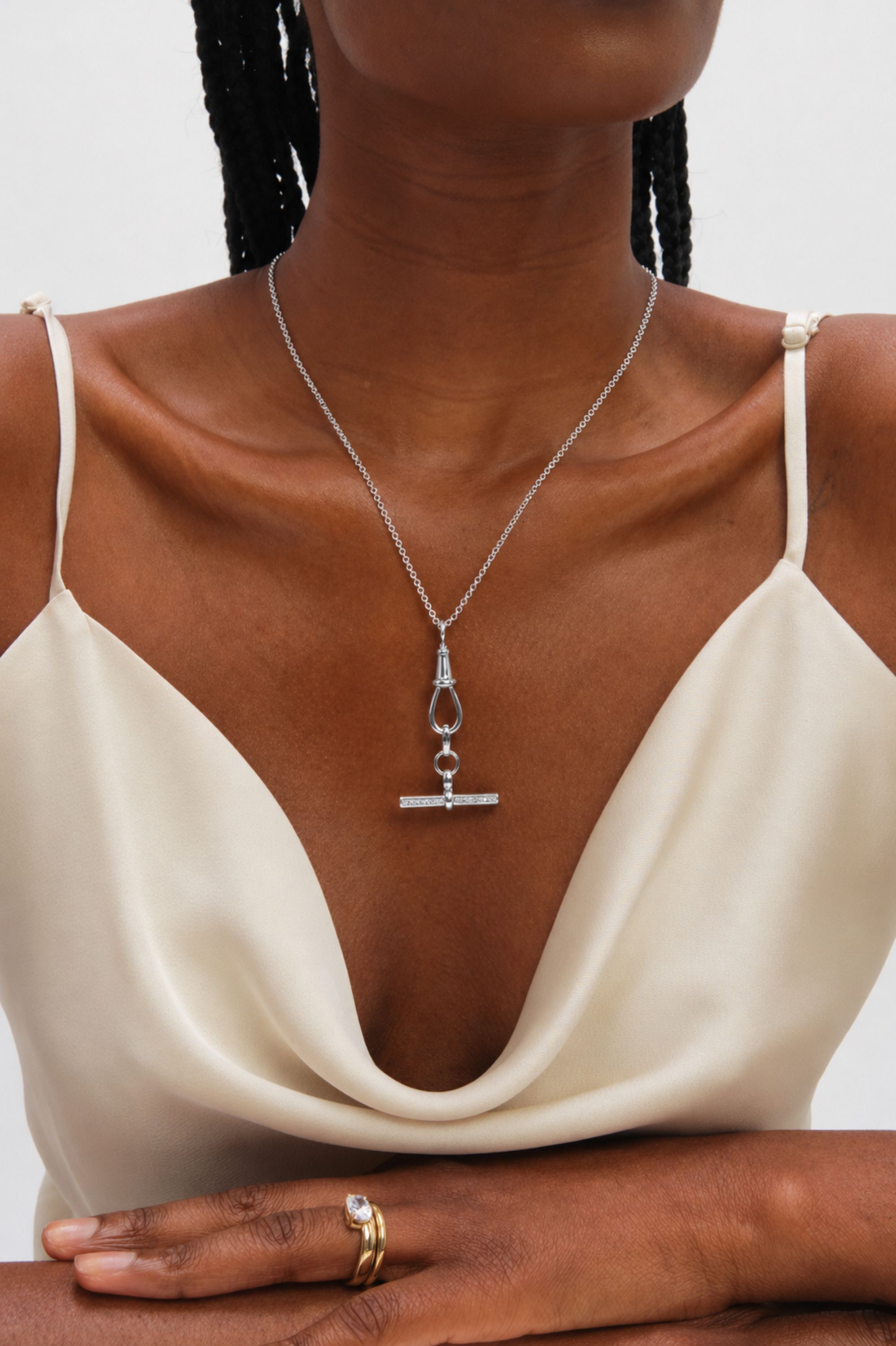 Jon Richard Silver Plated Pave T Bar Necklace