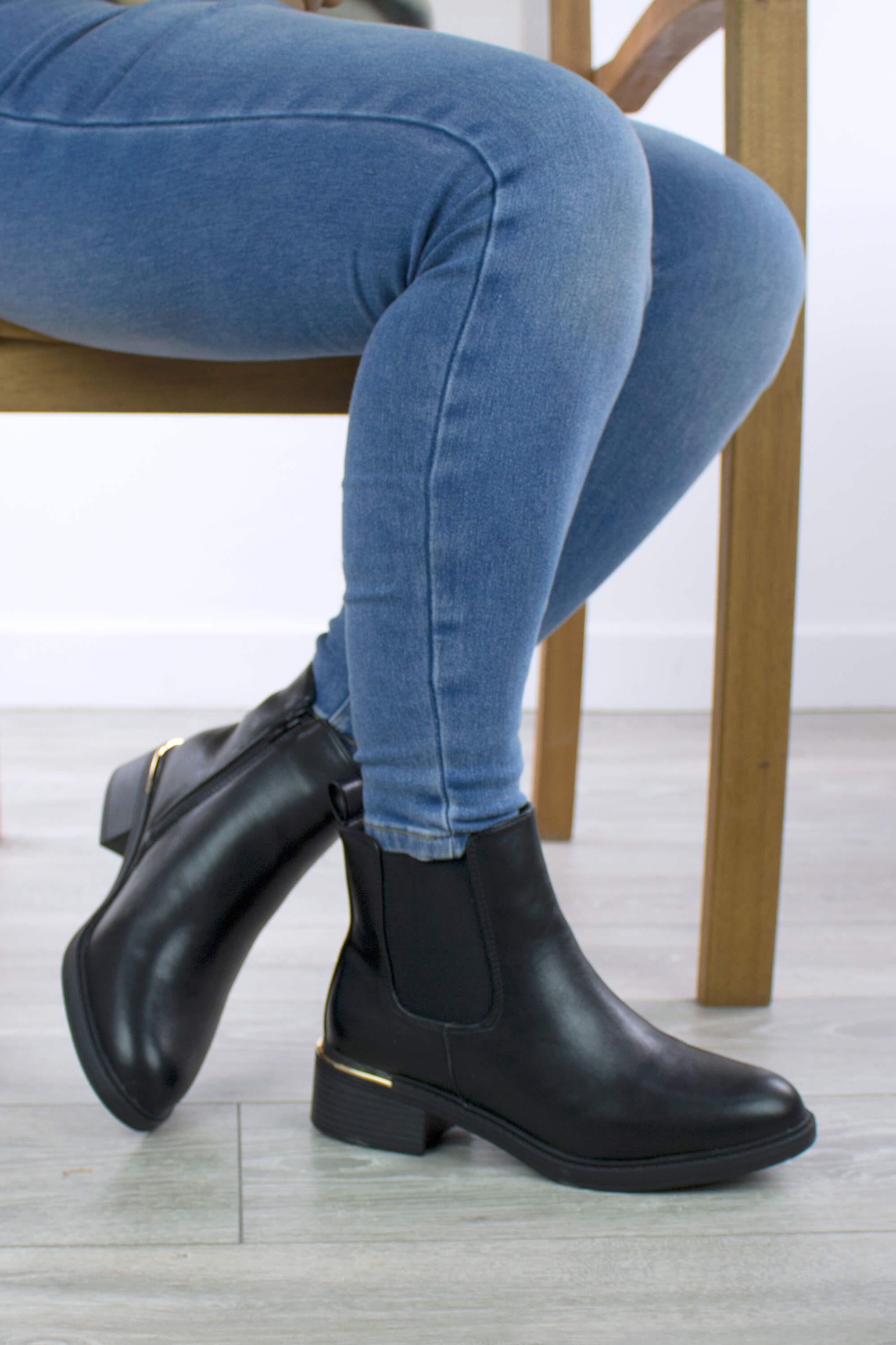 AJVANI Elastic Stretchy Zip Chelsea Ankle Boots