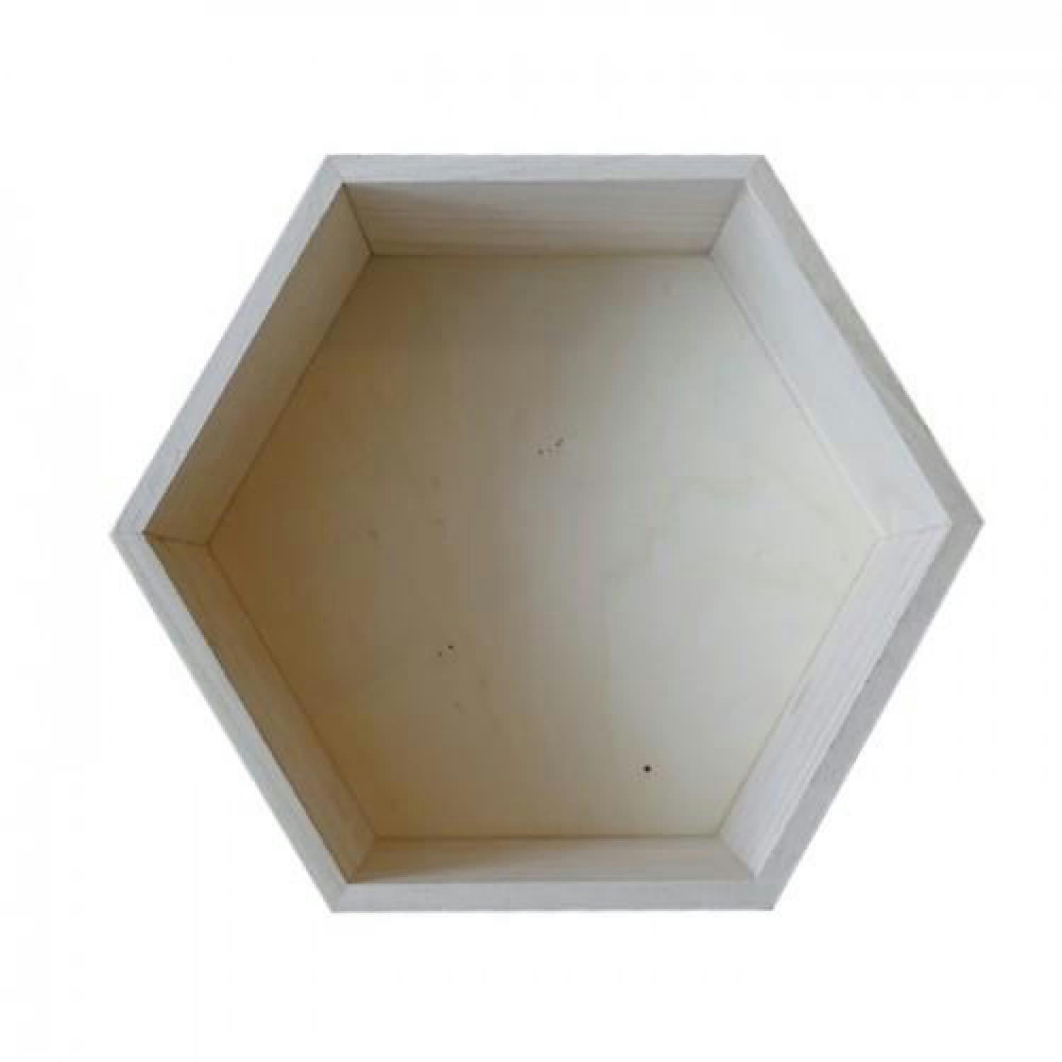 HEXAGONE - Etagère hexagone en bois 27x23,5x10cm