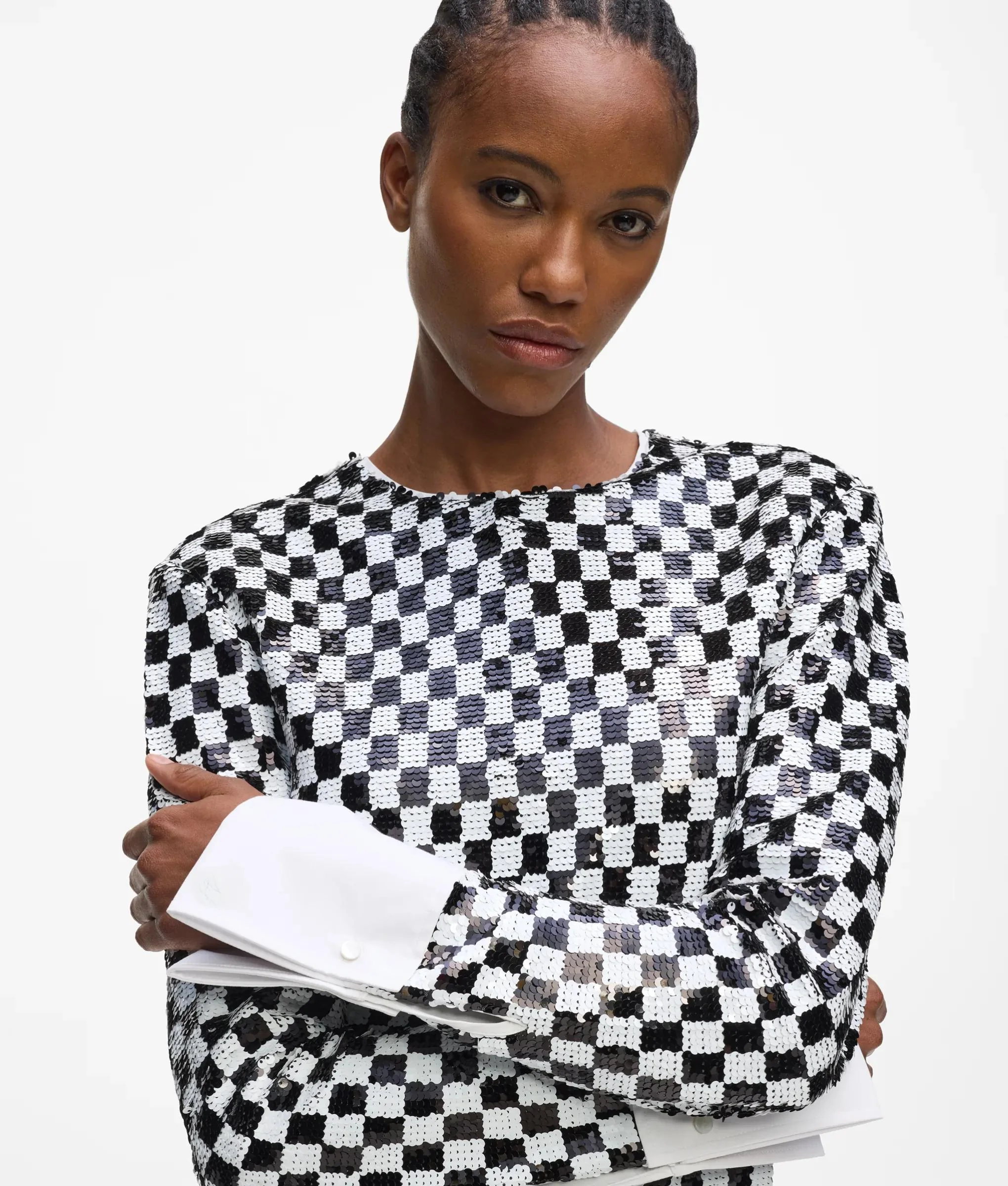 Mini robe à sequins motif damier