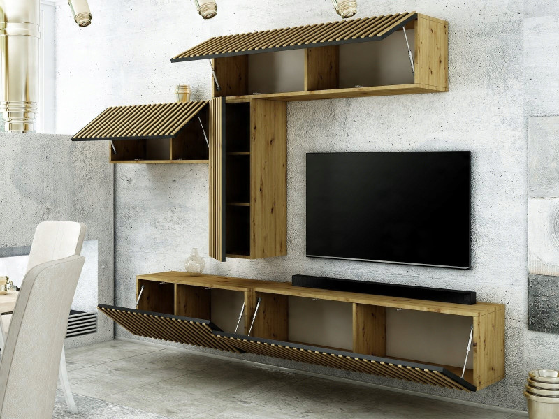 Mebloscianka Loft Z Lamelami Zestaw Trend-19 Dab Artisan