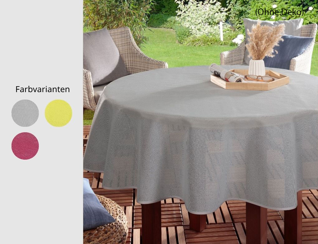 Gartentischdecke Emden Struktur Grau rund