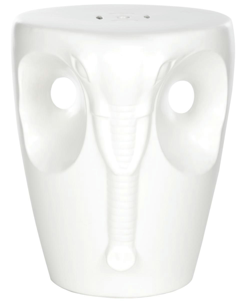 NELIE - Tabouret de jardin Céramique en Blanc, 40 X 40 X 45 cm