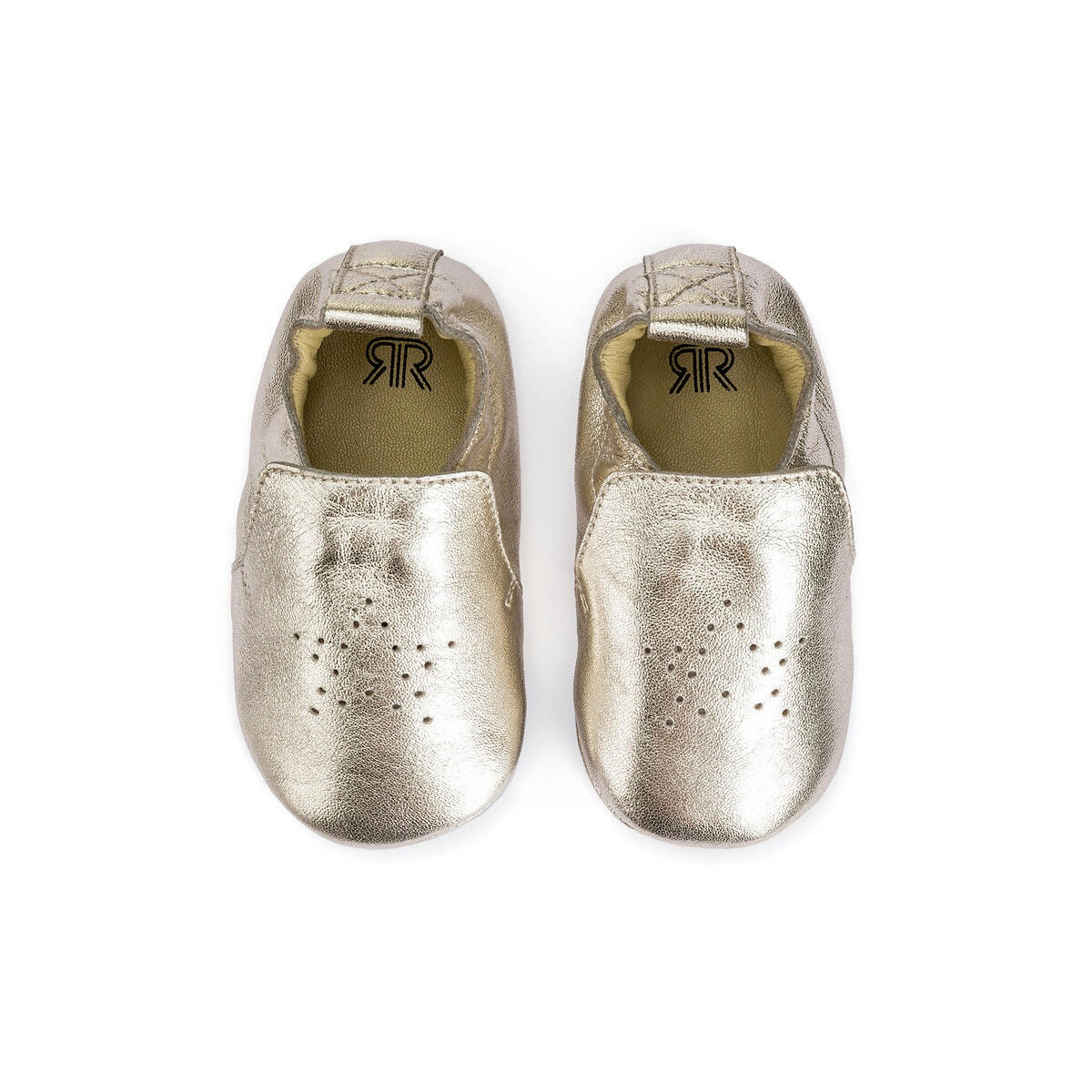 Chaussons cuir à enfiler dorés motif étoile