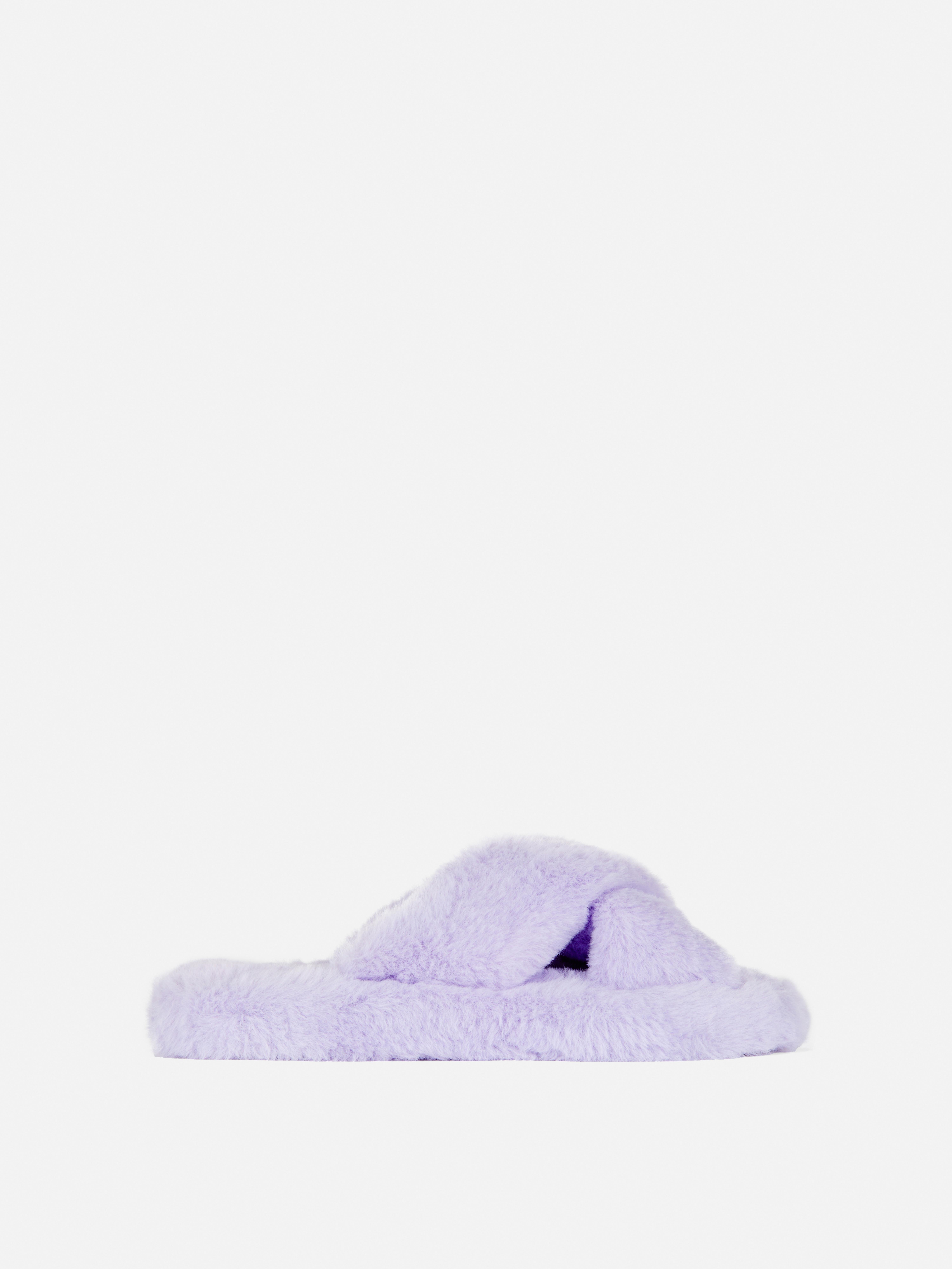 Fluffy Cross Strap Slippers