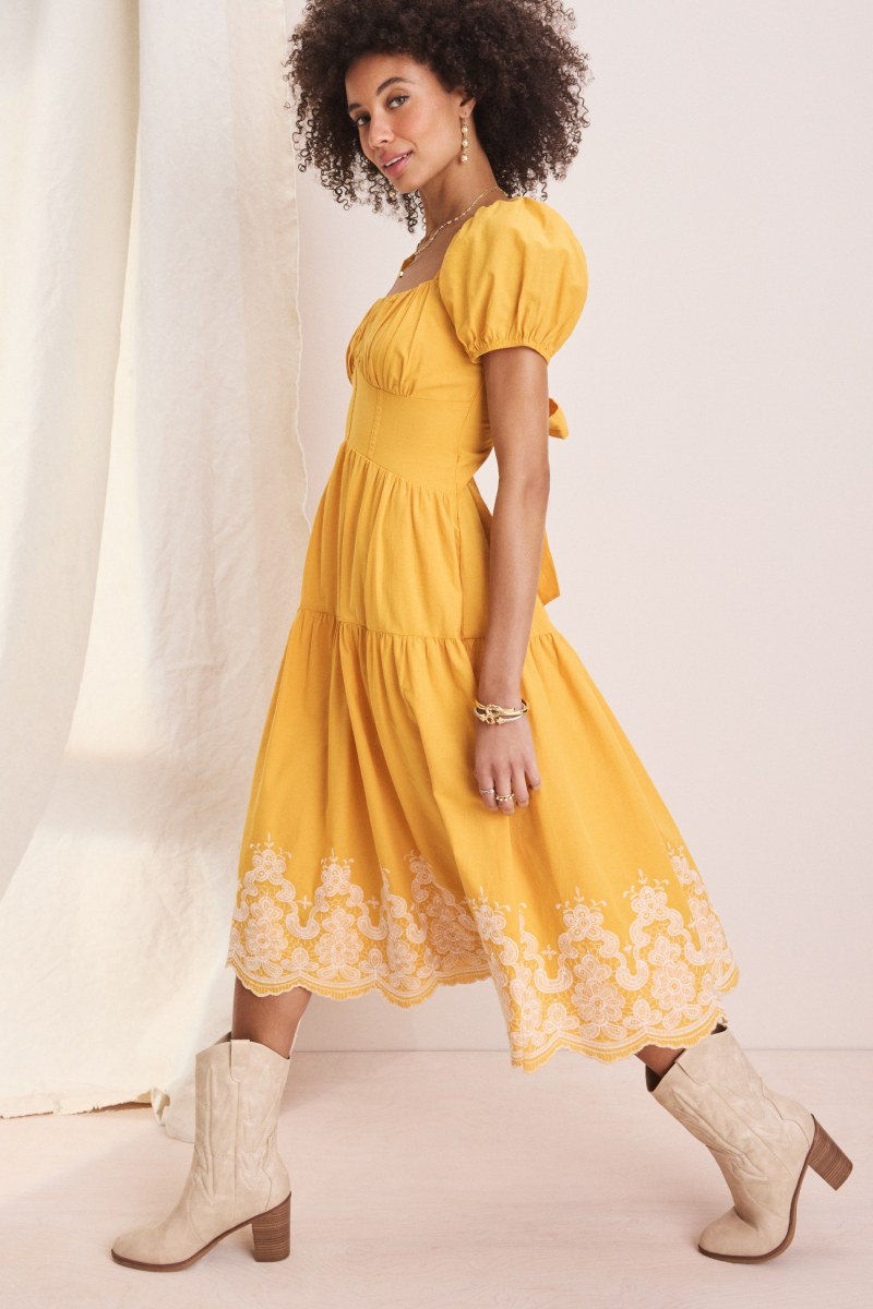 Cassie Embroidered Bow Back Maxi Dress