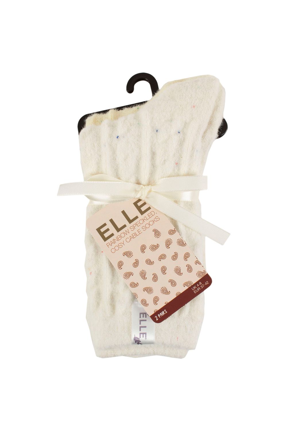 ELLE Women's 2 Pair Speckled Cable Cosy Socks