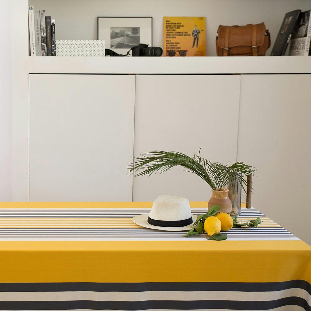 AINHOA - Nappe coton Jaune 180x350 cm