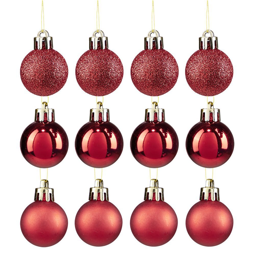 Petite boule de No&euml;l polystyrène rouge Ø3cm x12