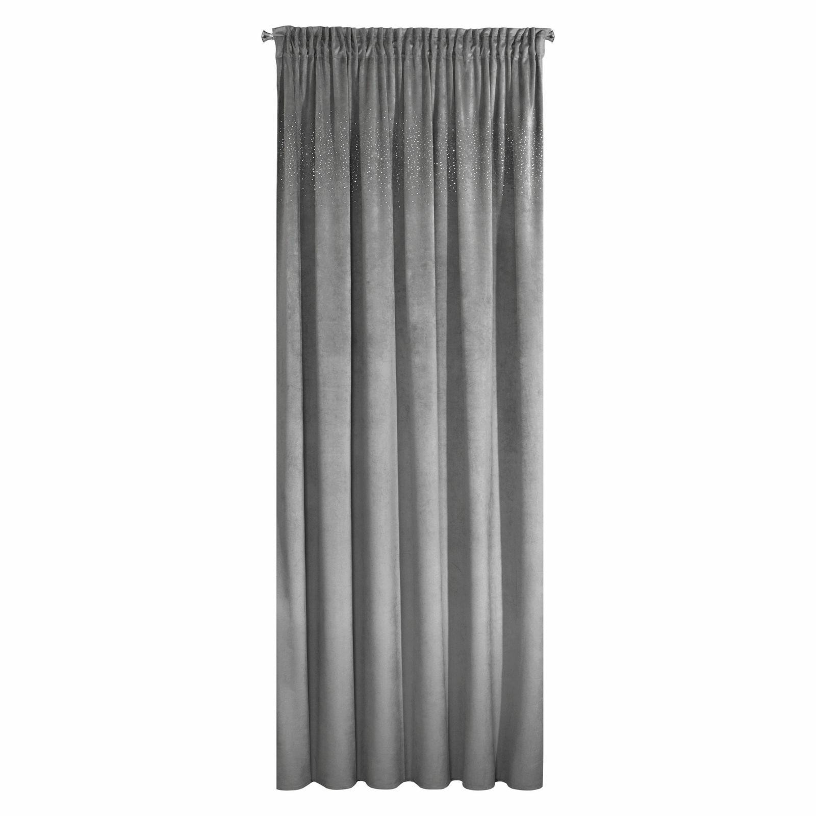 Zasłona AURORA z Cyrkoniami 140x270 cm Stalowy Welwet