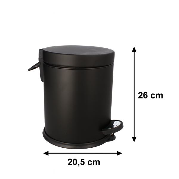 Kosz na śmieci łazienkowy biurowy z pedałem czarny stal Easyform 5l