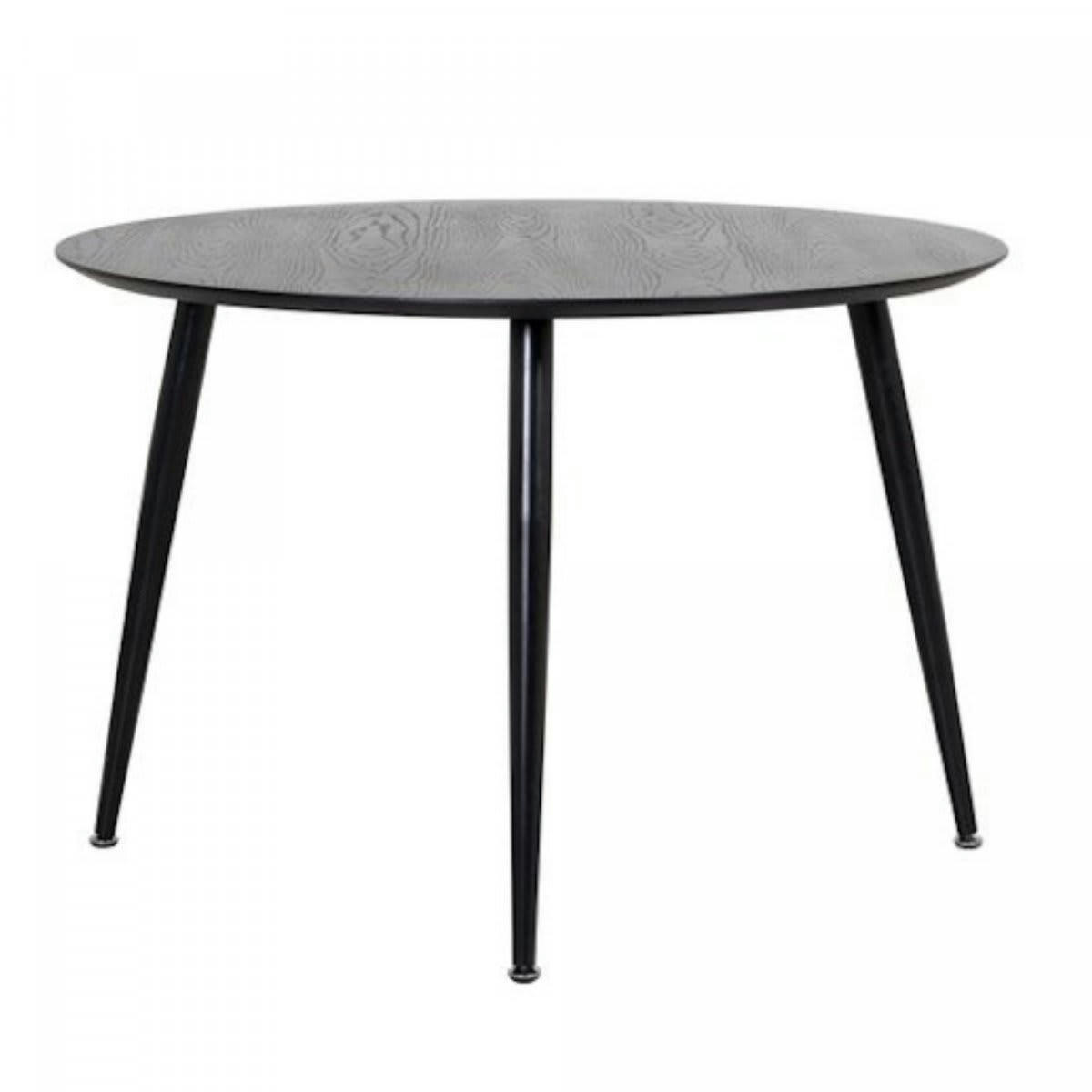 DALA - Table à manger ronde 115cm en bois noir