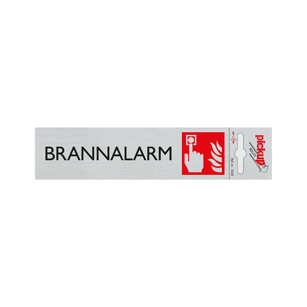 SKILT PICKUP BRANNALARM ALU 165 X 44 MM