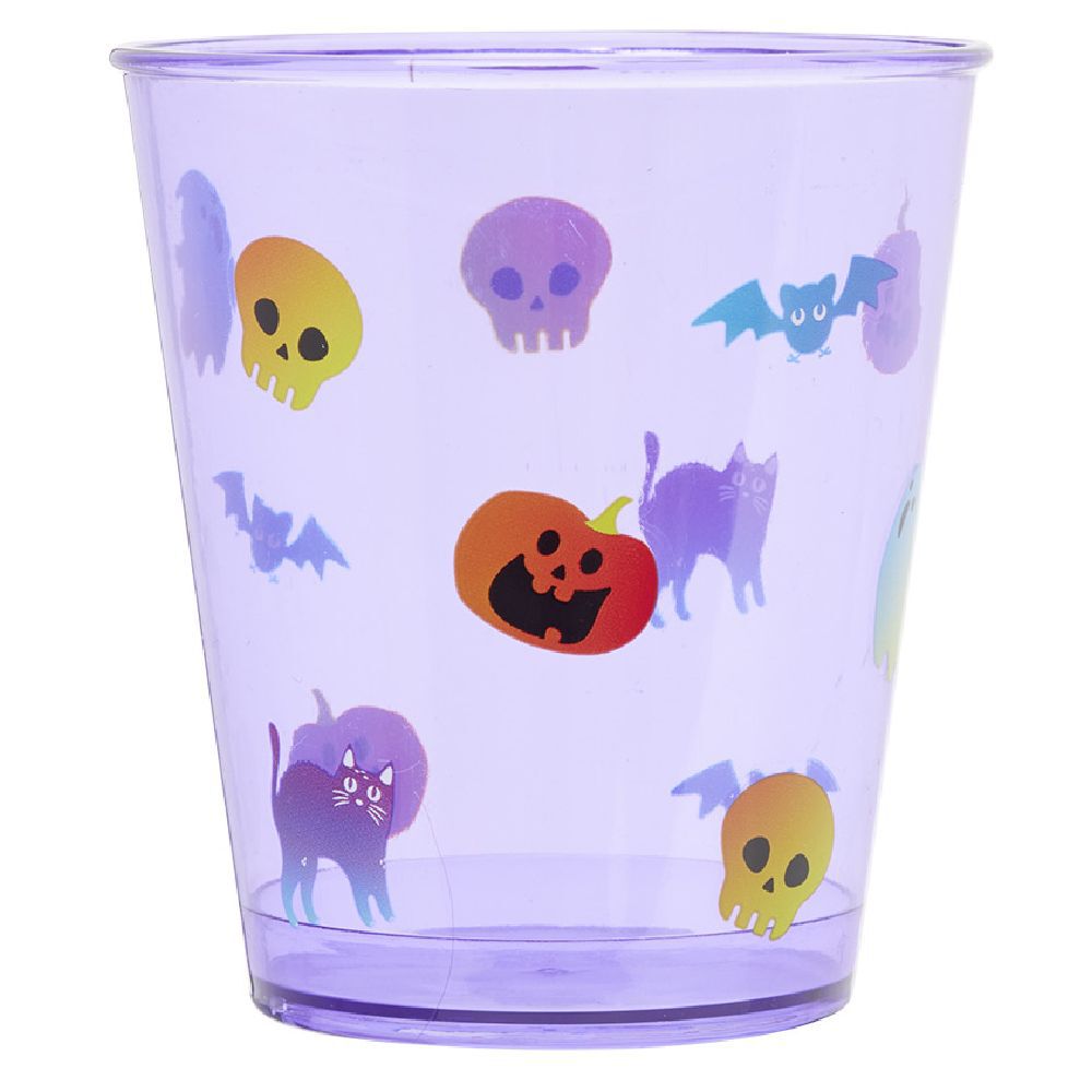 Verre plastique motif Halloween orange et violet Ø7xH13cm x6