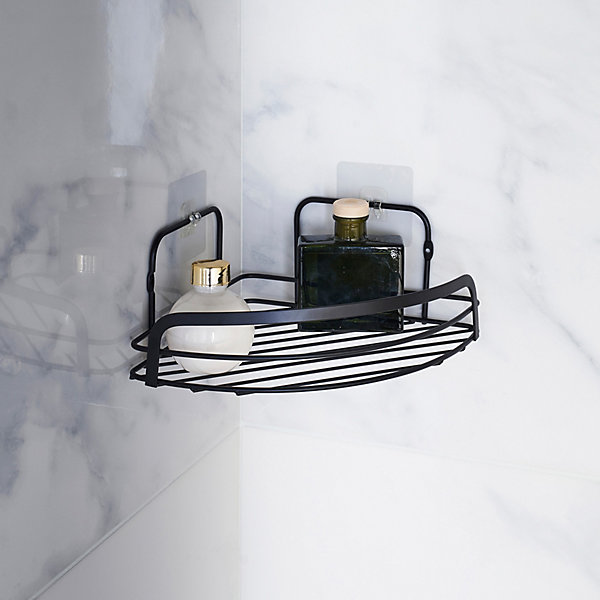 Panier d'angle de douche noir (22x32 cm - Noir)