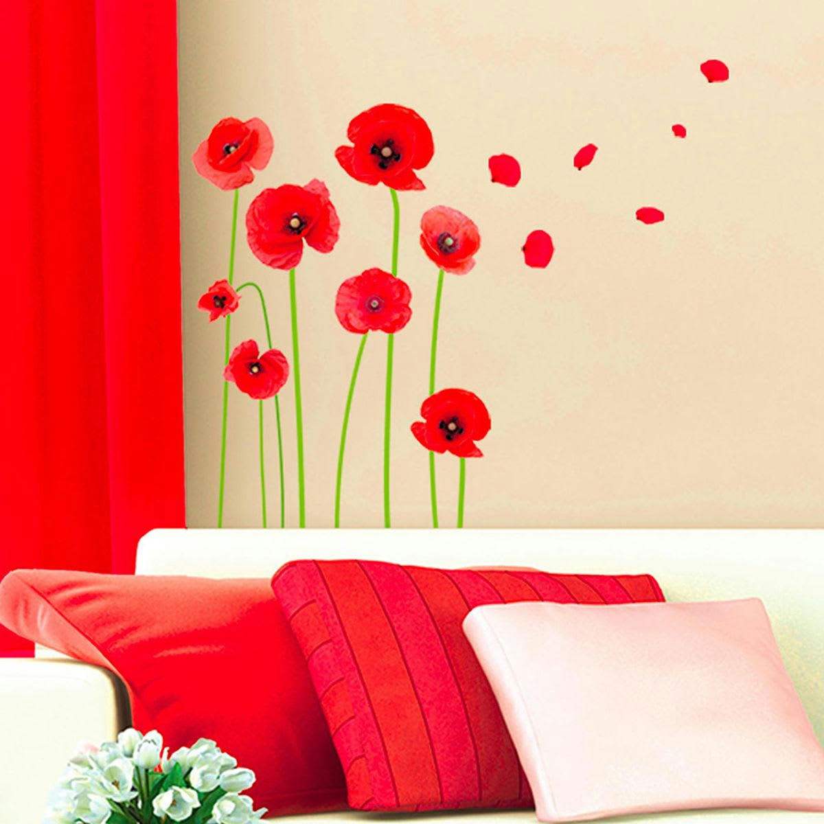COQUELICOTS - Autocollant mural coquelicots 20x70cm