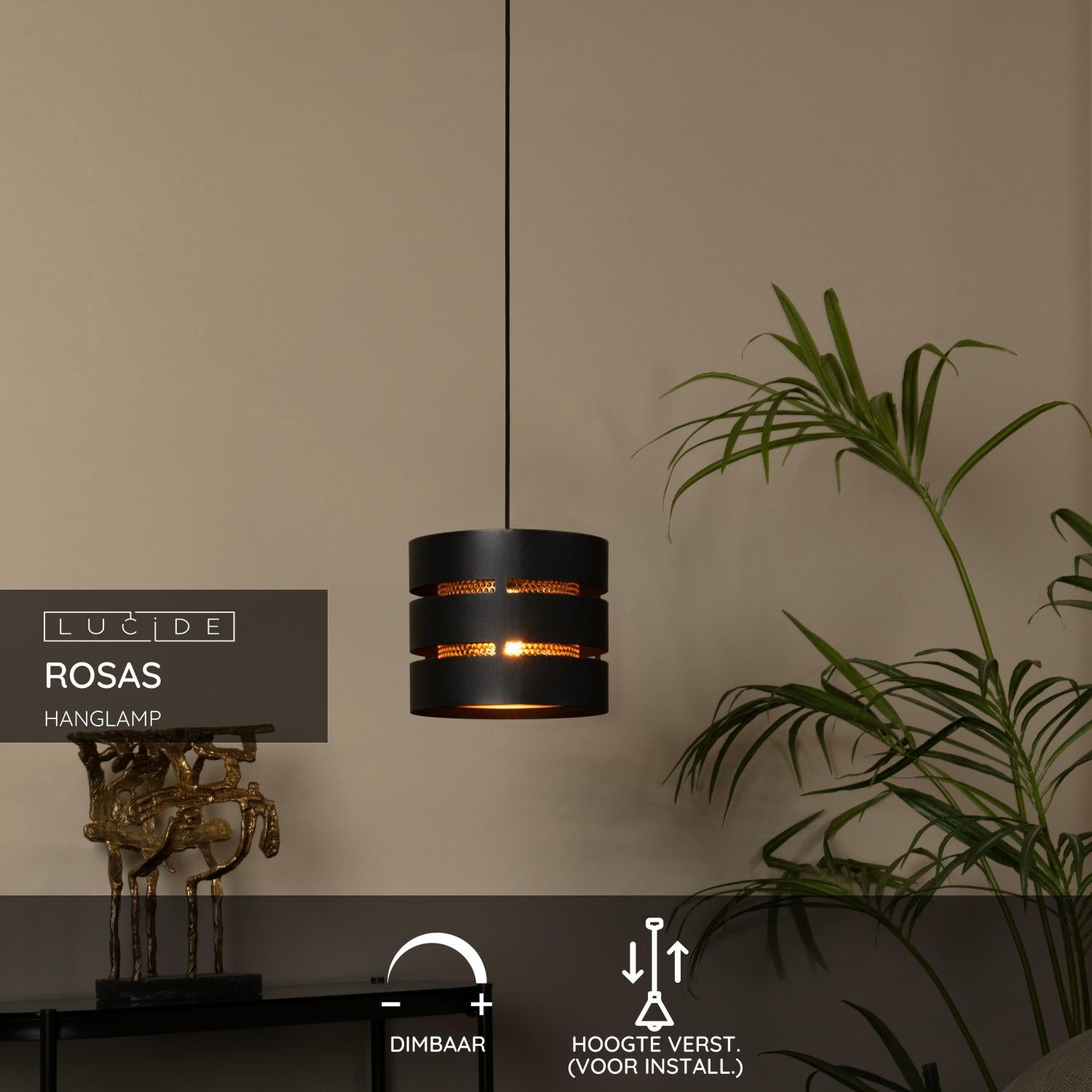 Lucide ROSAS Hanglamp - Zwart
