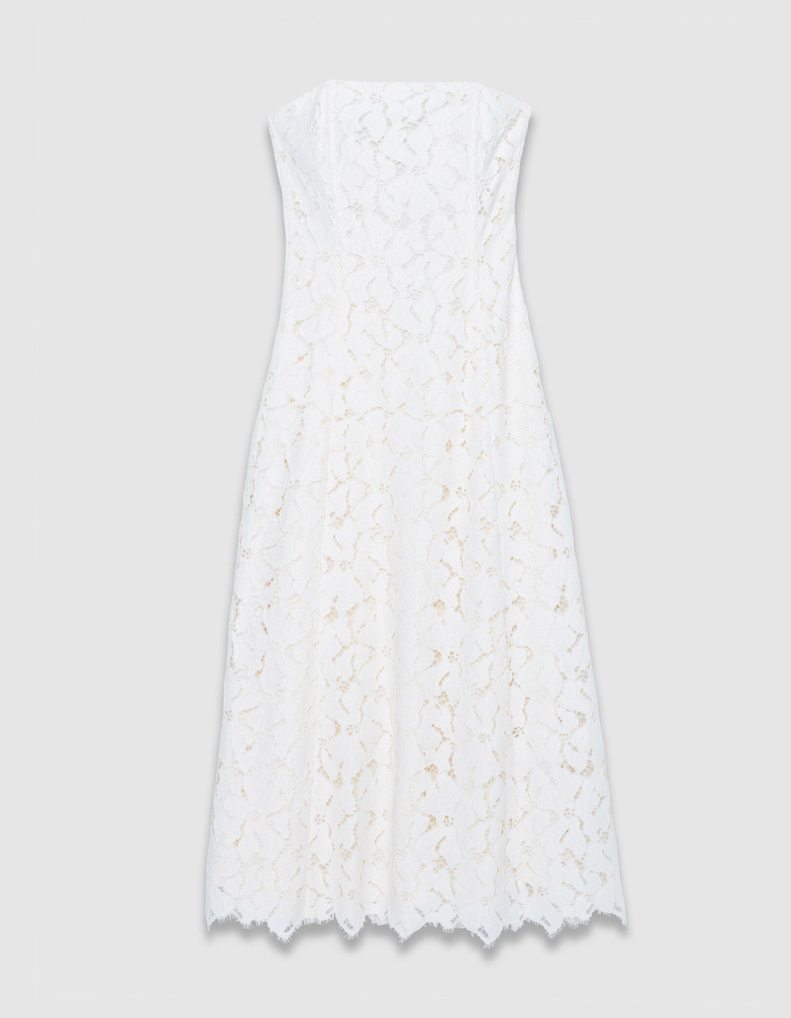 Robe bustier longue blanche dentelle Femme