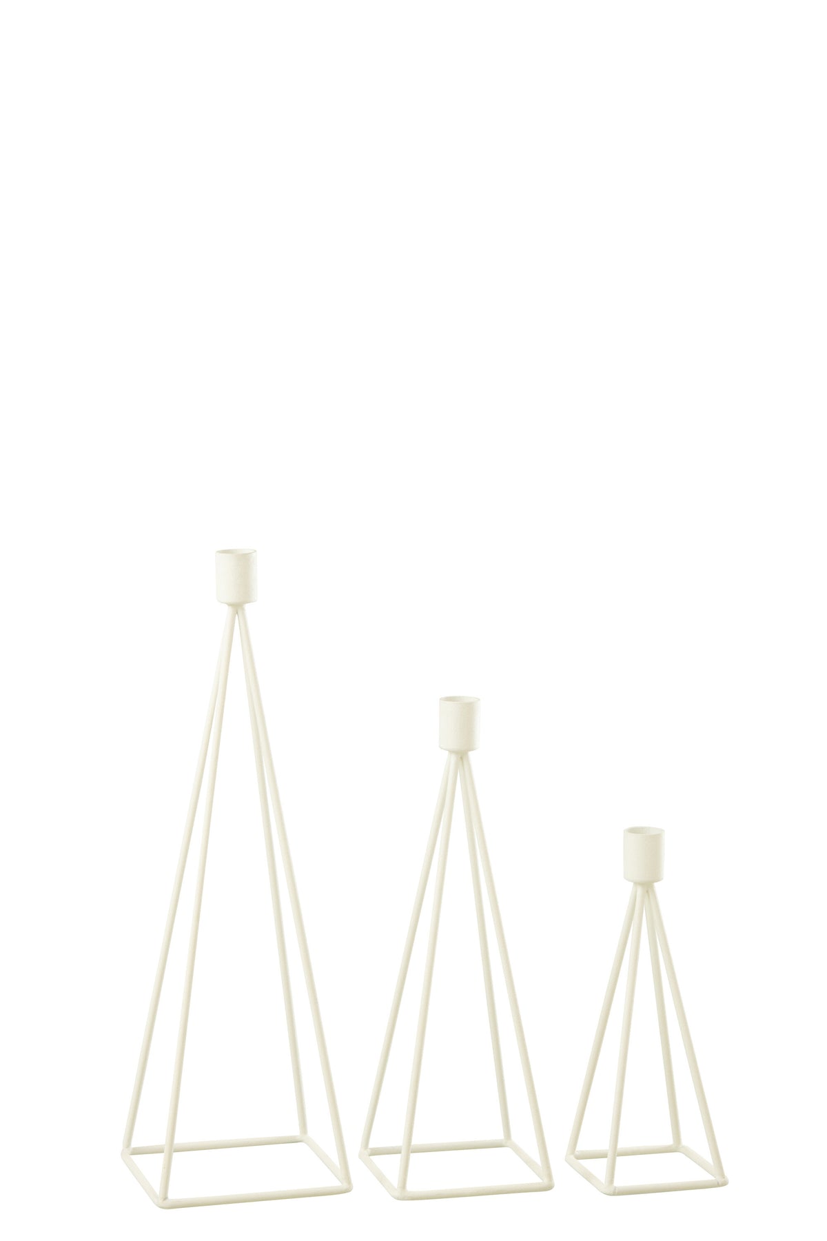 J-Line kandelaar - metaal - wit - 3 stuks