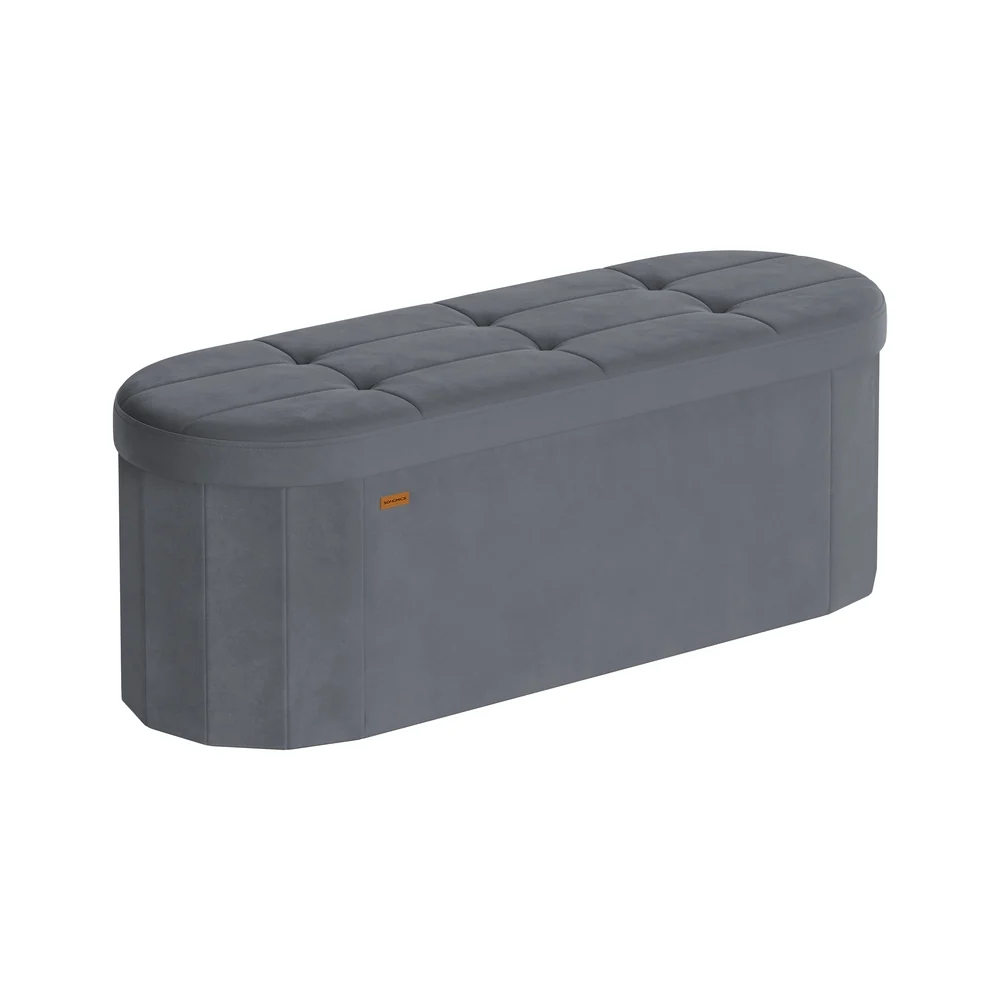 Banc de rangement pliable en velours pour salon et chambre