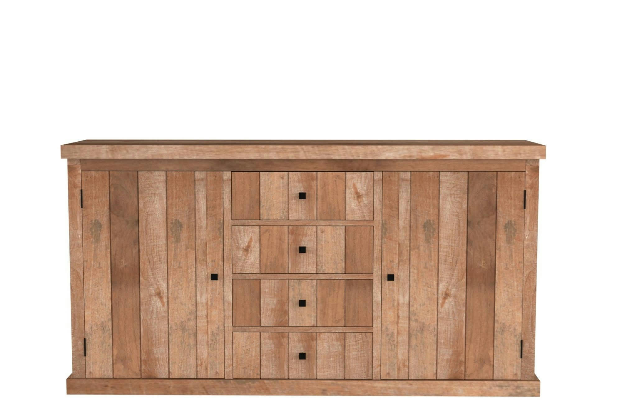 LINAS - Buffet bas en bois recyclé 2 portes 4 tiroirs L 180