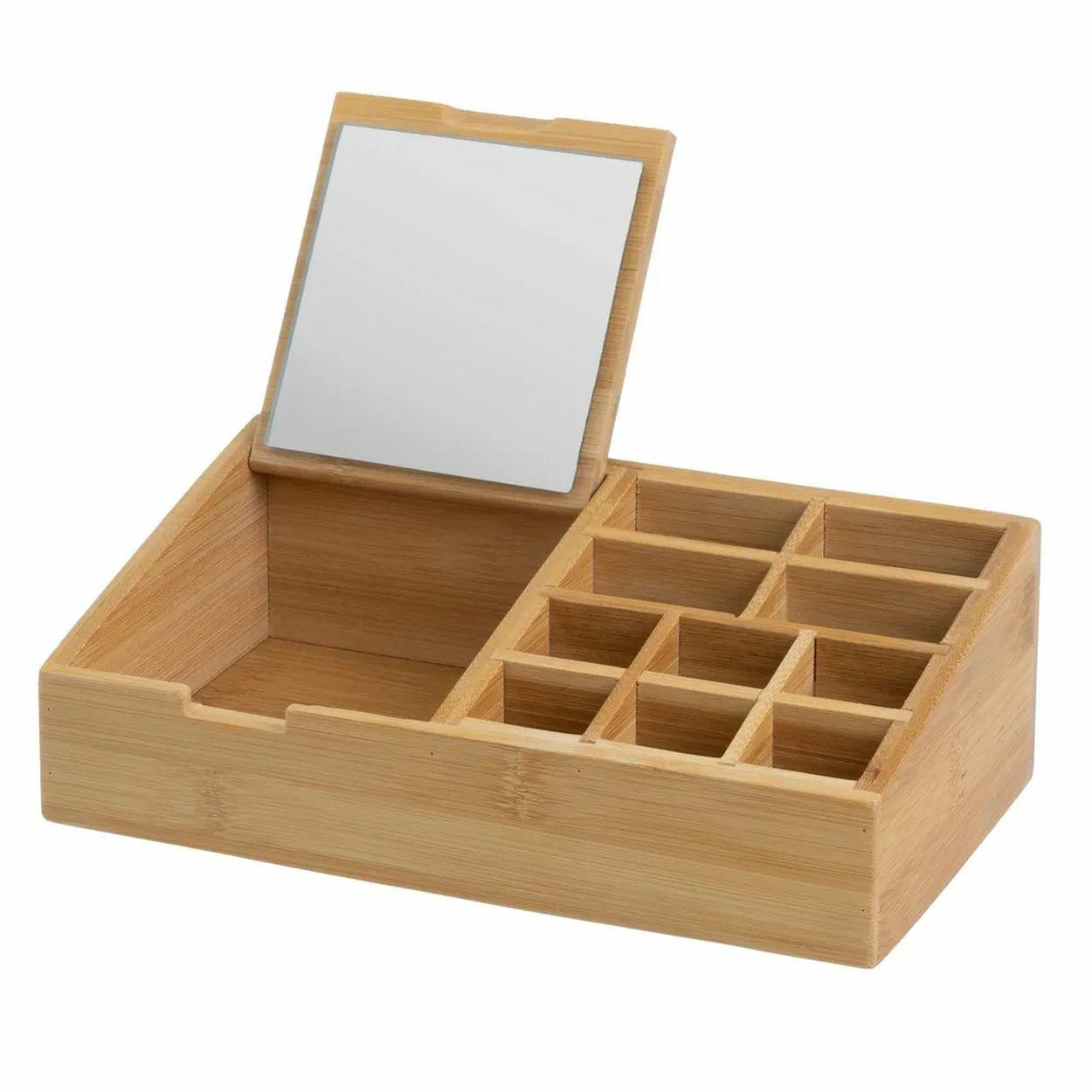 Organizer kosmetyczny z lusterkiem 25x13x8 cm brązowy