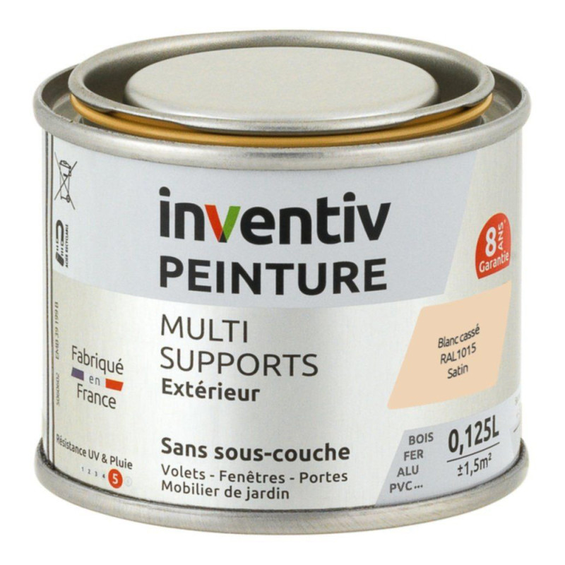 Peinture multi-supports blanc cassé satiné 0,125 L INVENTIV