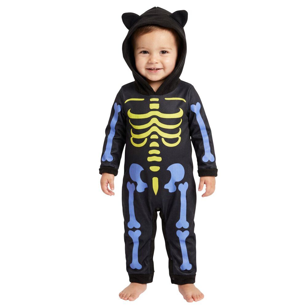 Déguisement Halloween bébé squelette mignon combinaison noire 6/12 mois