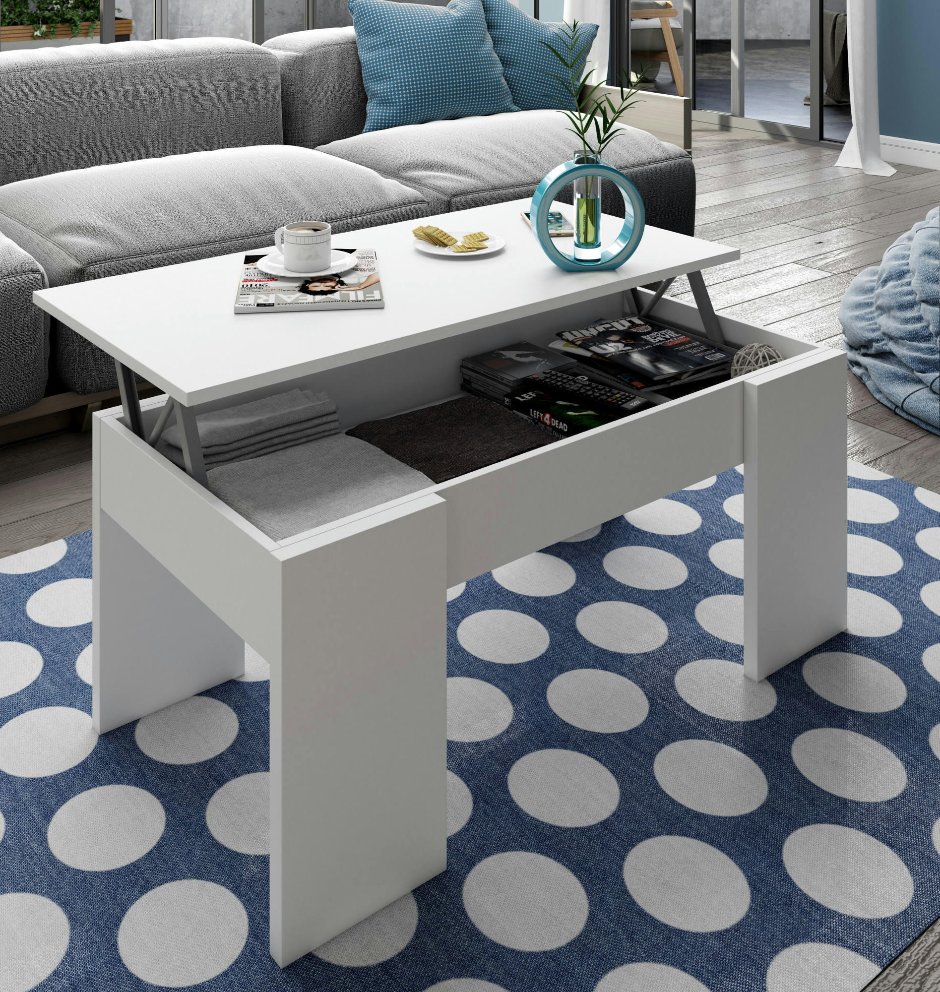 OCEANSIDE - Table basse effet bois blanc