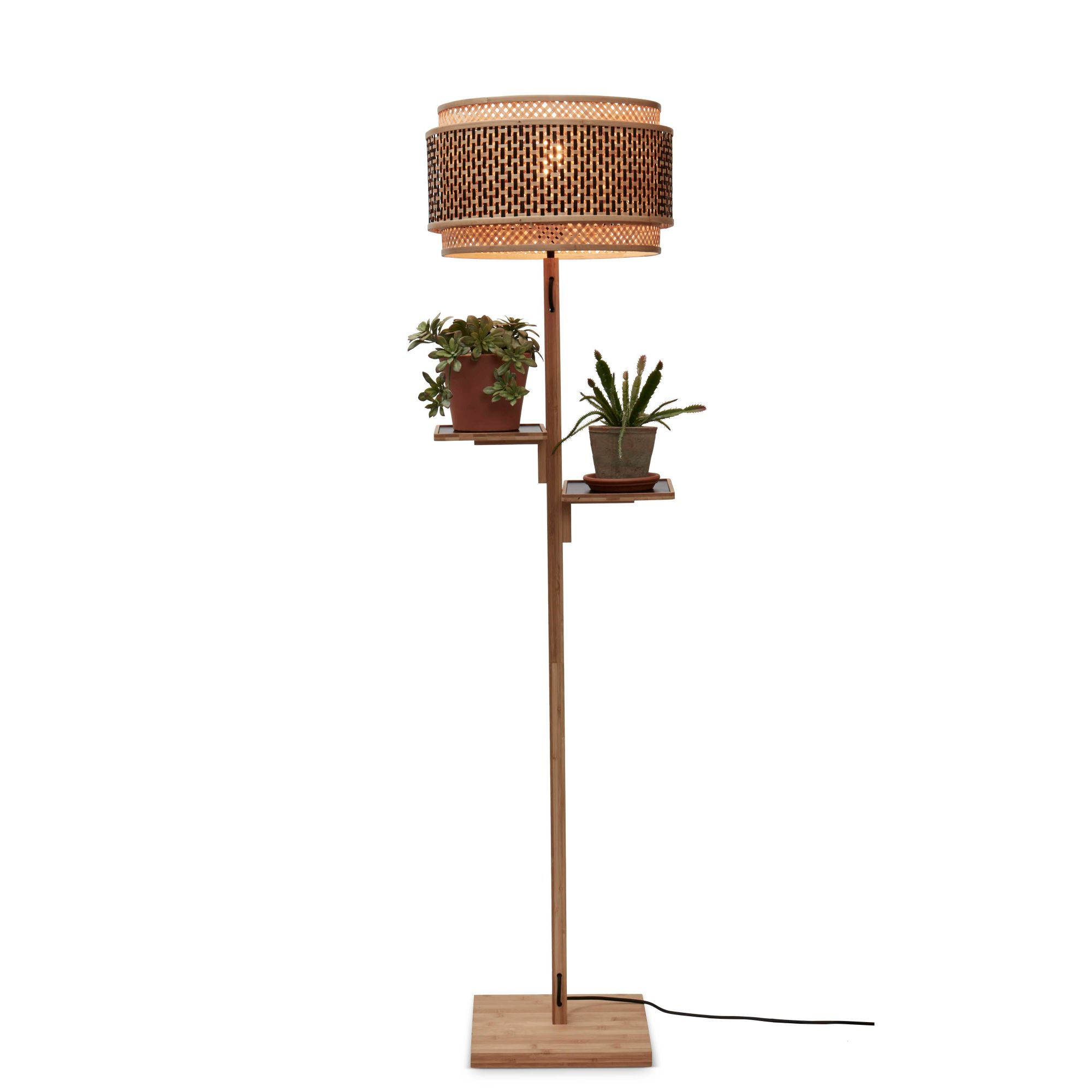 GOOD&MOJO vloerlamp Bhutan - bruin - Ø25cm