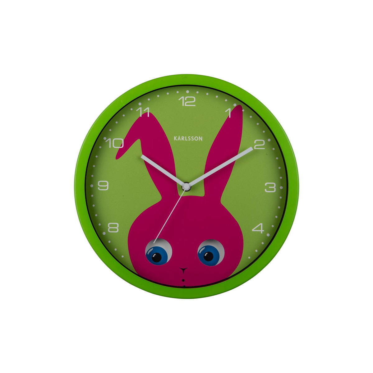 Karlsson wandklok Peekaboo Bunny - groen - Ø30.8cm