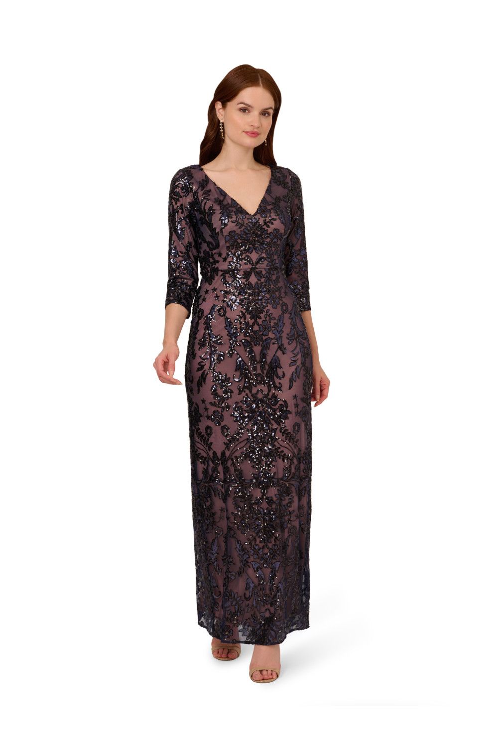 Papell Studio Beaded Long Dress