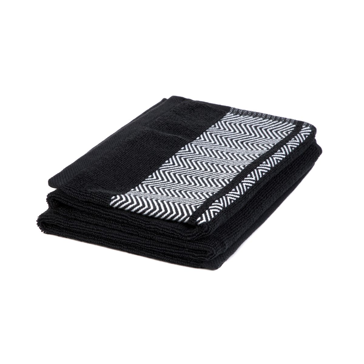 Ręcznik MAIARA Czarny z ozdobnym przeszyciem 50x90 cm